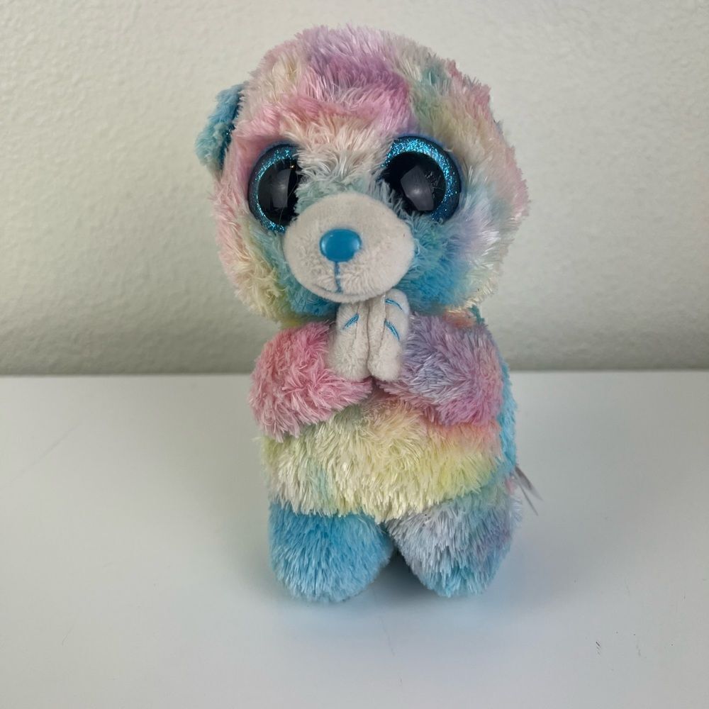 TY Beanie Boos - HOPE United Way Charity Tie-Dye Praying Bear (Glitter Eyes) Sm